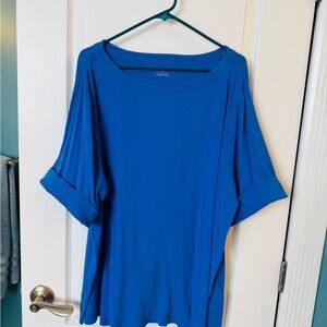 Christopher in bank periwinkle blue short sleeved top 3X